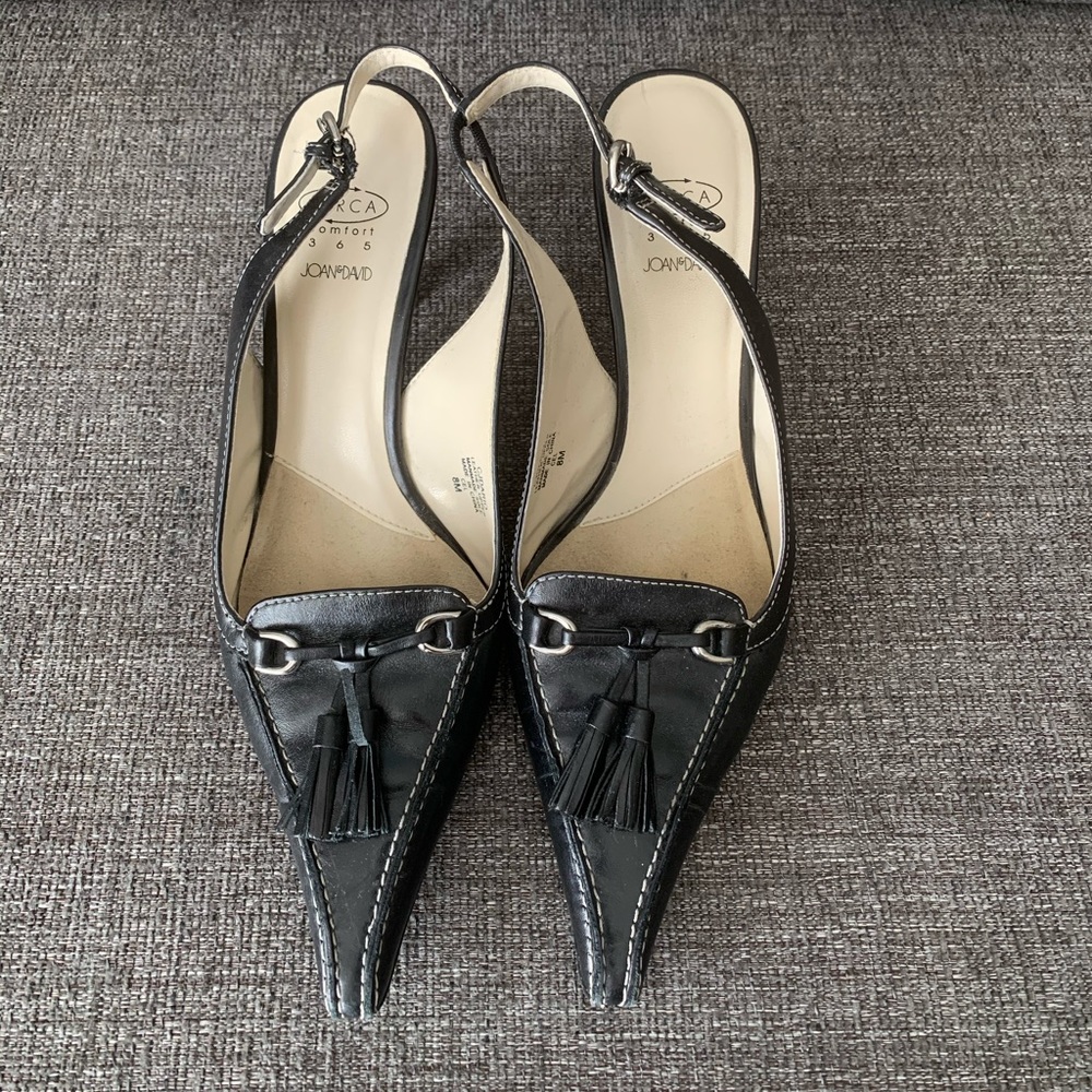 Circa black leather sling back pump - size 8